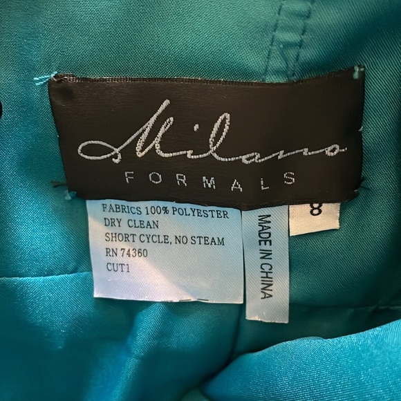 Milano Formals Teal Beaded Mermaid Formal Dress Size 8 - Picture 8 of 12
